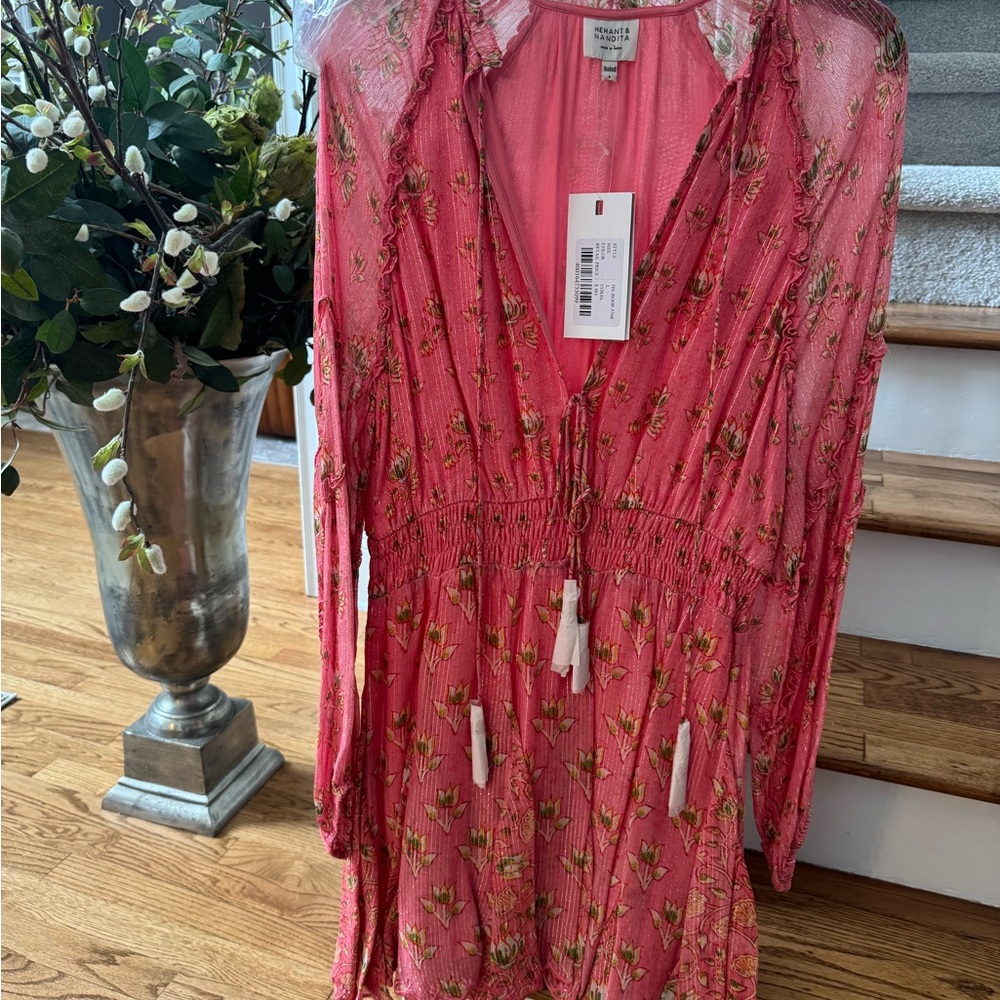 Hemant & Nandita Coral and Gold Flirty Dress